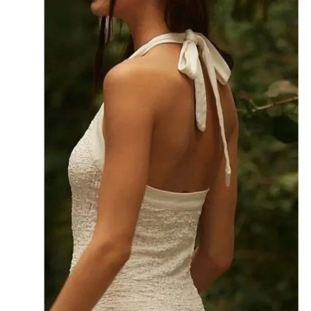 NWOT Free People X Free -est Sea Foam Midi Dress in White Large - Picture 3 of 9